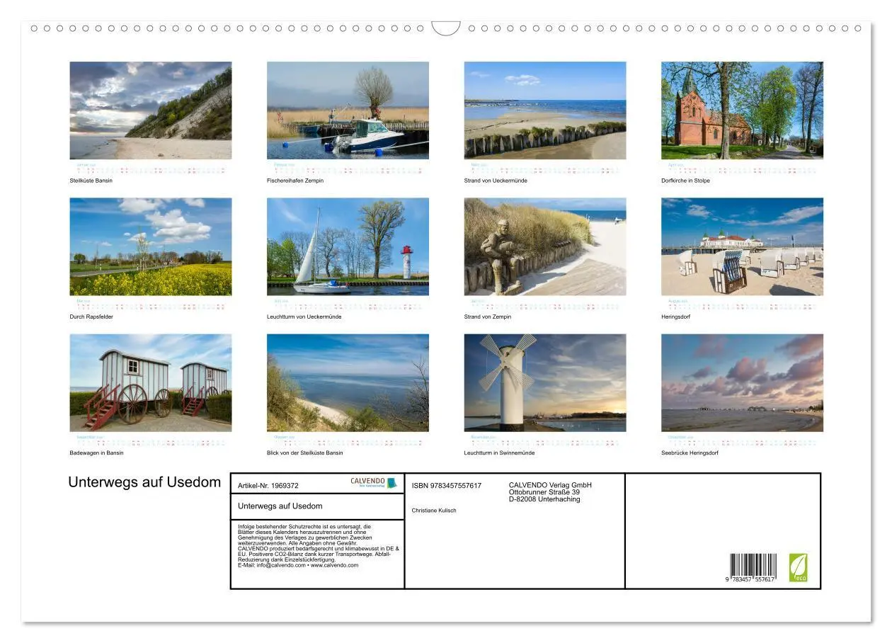 Bild: 9783457557617 | Unterwegs auf Usedom (Wandkalender 2026 DIN A2 quer), CALVENDO...