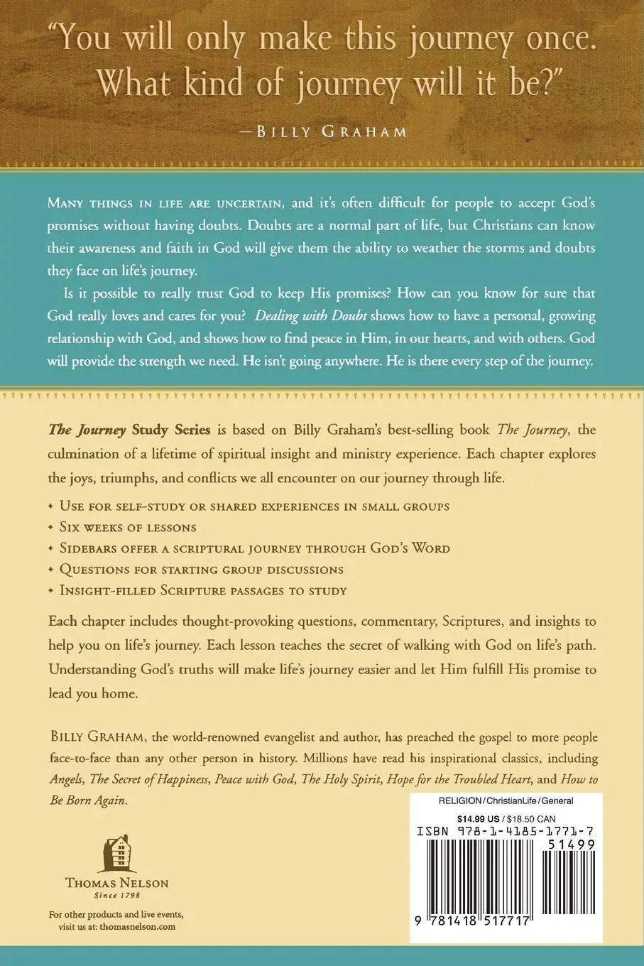 Rückseite: 9781418517717 | Dealing with Doubt | Billy Graham | Taschenbuch | Englisch | 2007