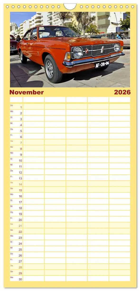 Bild: 9783516497717 | Familienplaner 2026 - Autos der 70er mit 5 Spalten (Wandkalender,...