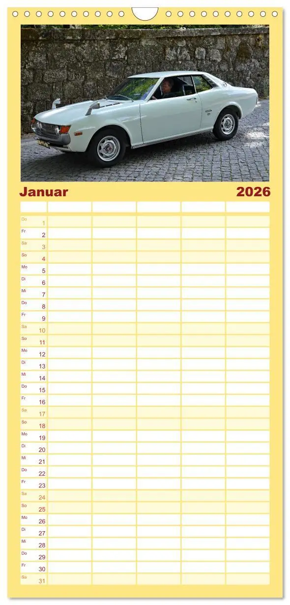 Bild: 9783516497717 | Familienplaner 2026 - Autos der 70er mit 5 Spalten (Wandkalender,...