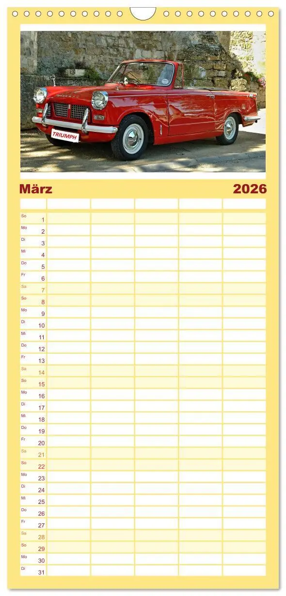 Bild: 9783516497717 | Familienplaner 2026 - Autos der 70er mit 5 Spalten (Wandkalender,...