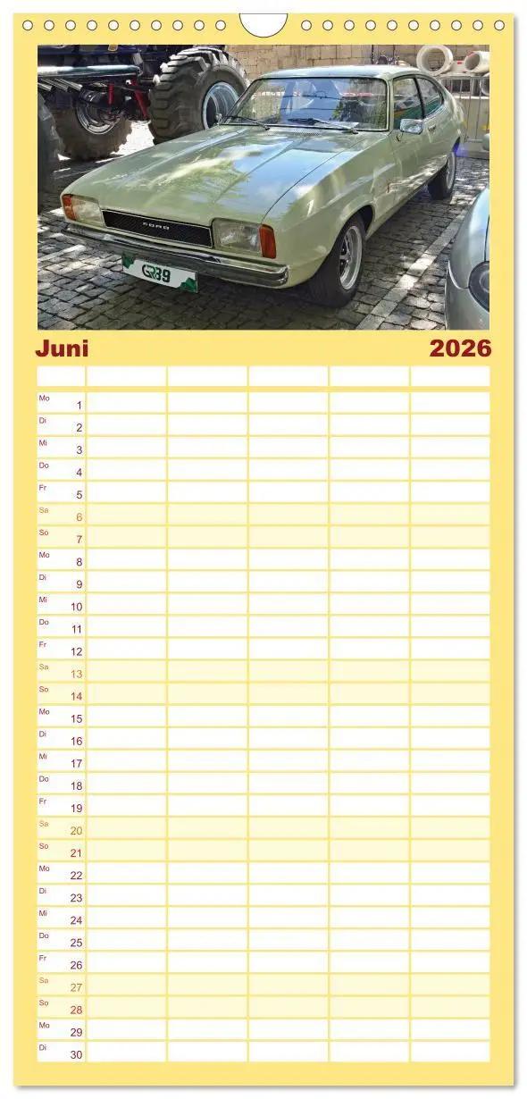 Bild: 9783516497717 | Familienplaner 2026 - Autos der 70er mit 5 Spalten (Wandkalender,...