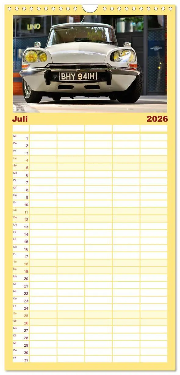 Bild: 9783516497717 | Familienplaner 2026 - Autos der 70er mit 5 Spalten (Wandkalender,...