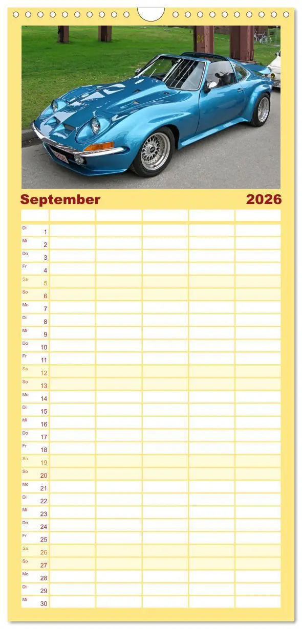 Bild: 9783516497717 | Familienplaner 2026 - Autos der 70er mit 5 Spalten (Wandkalender,...