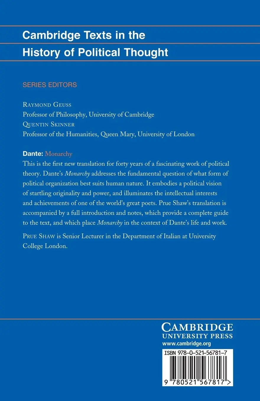 Rückseite: 9780521567817 | Dante | Monarchy | Prue Shaw (u. a.) | Taschenbuch | Paperback | 2013