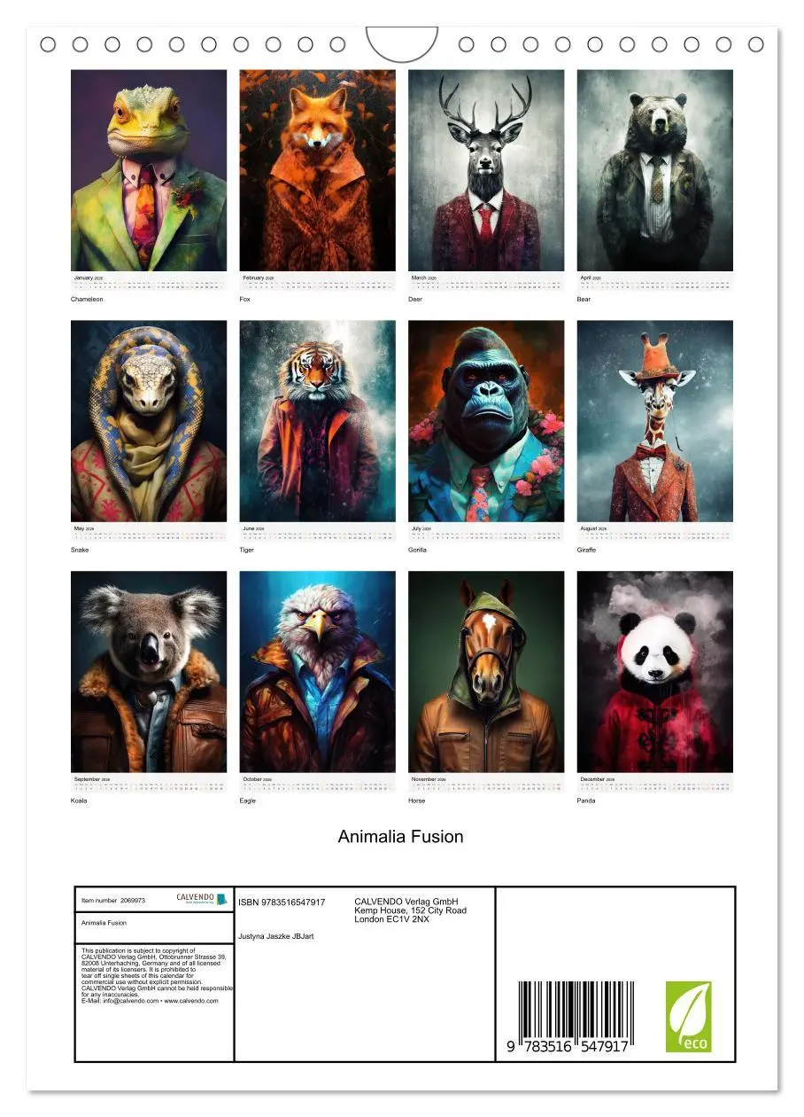 Bild: 9783516547917 | Animalia Fusion (Wall Calendar 2026 DIN A4 portrait), CALVENDO 12...