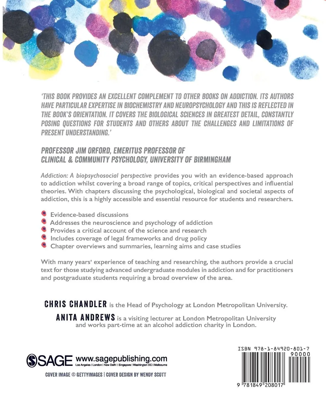 Rückseite: 9781849208017 | Addiction | A biopsychosocial perspective | Chris Chandler (u. a.)