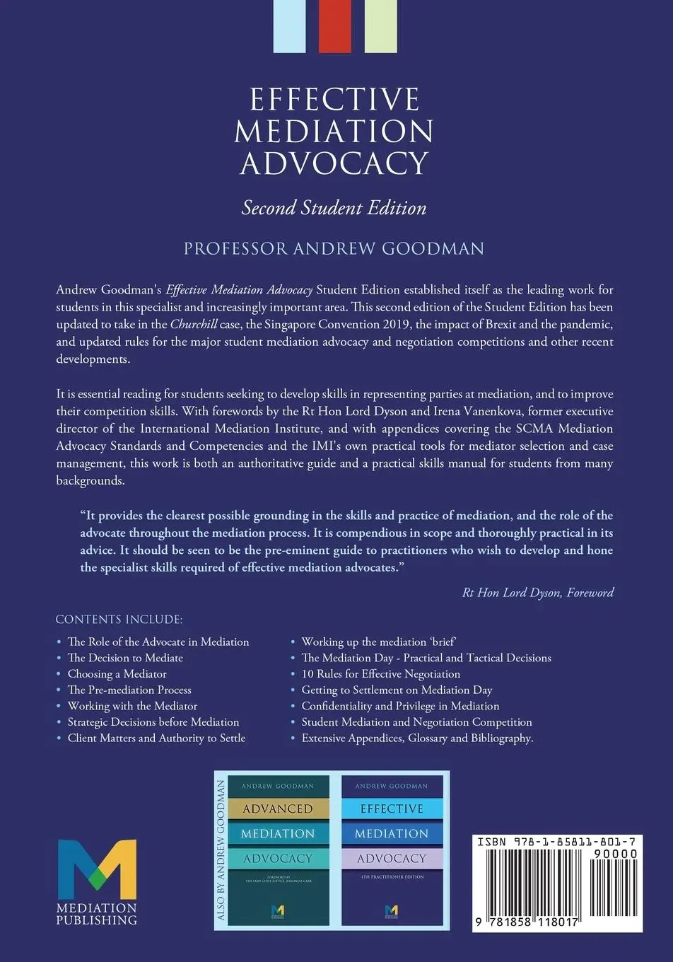 Rückseite: 9781858118017 | Effective Mediation Advocacy - Second Student Edition | Andrew Goodman