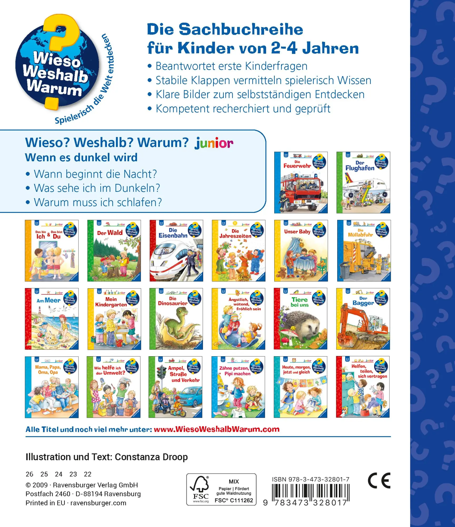 Rückseite: 9783473328017 | Wieso? Weshalb? Warum? junior, Band 28: Wenn es dunkel wird | Droop