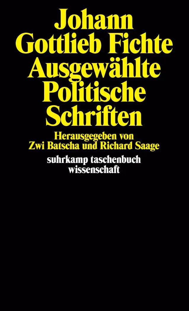 Cover: 9783518278017 | Ausgewählte politische Schriften | Johann Gottlieb Fichte | Buch
