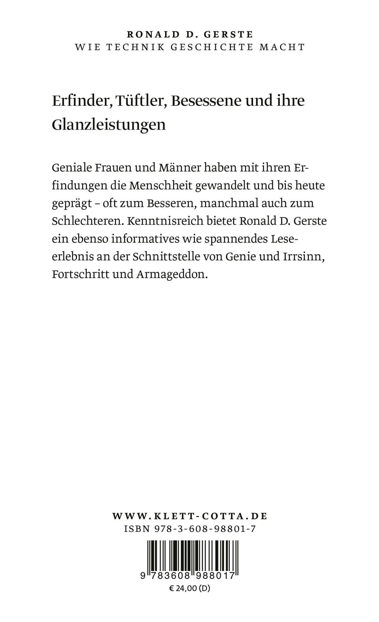 Rückseite: 9783608988017 | Wie Technik Geschichte macht | Von Gutenberg bis zum Smartphone | Buch