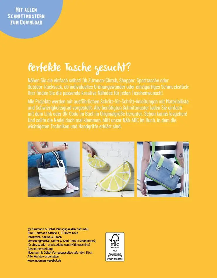 Rückseite: 9783625198017 | Taschen nähen I Shopper, Rucksack, Clutch und mehr | Buch | 64 S.
