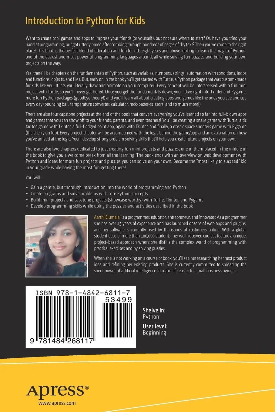 Rückseite: 9781484268117 | Introduction to Python for Kids | Aarthi Elumalai | Taschenbuch | xxvi