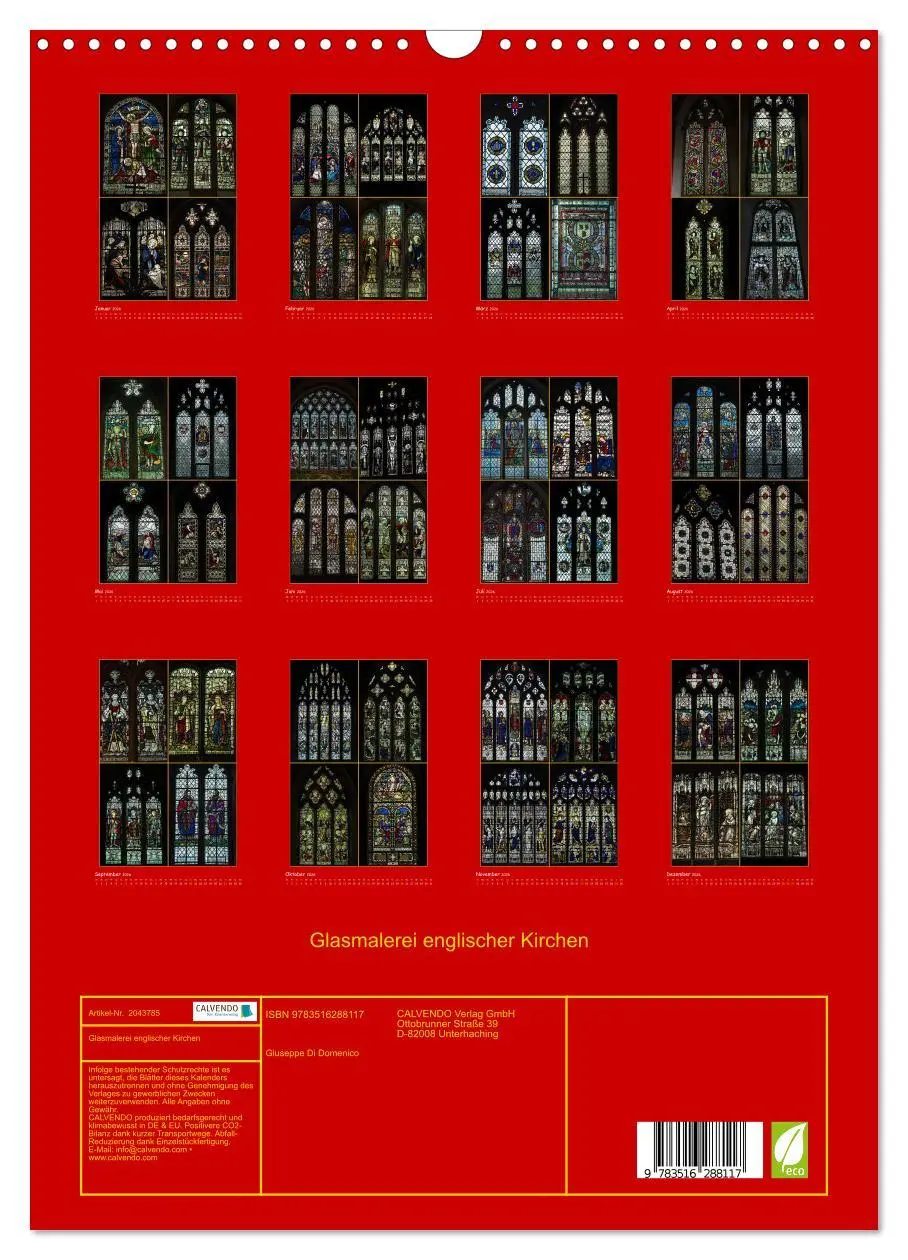 Bild: 9783516288117 | Glasmalerei englischer Kirchen (Wandkalender 2026 DIN A3 hoch),...