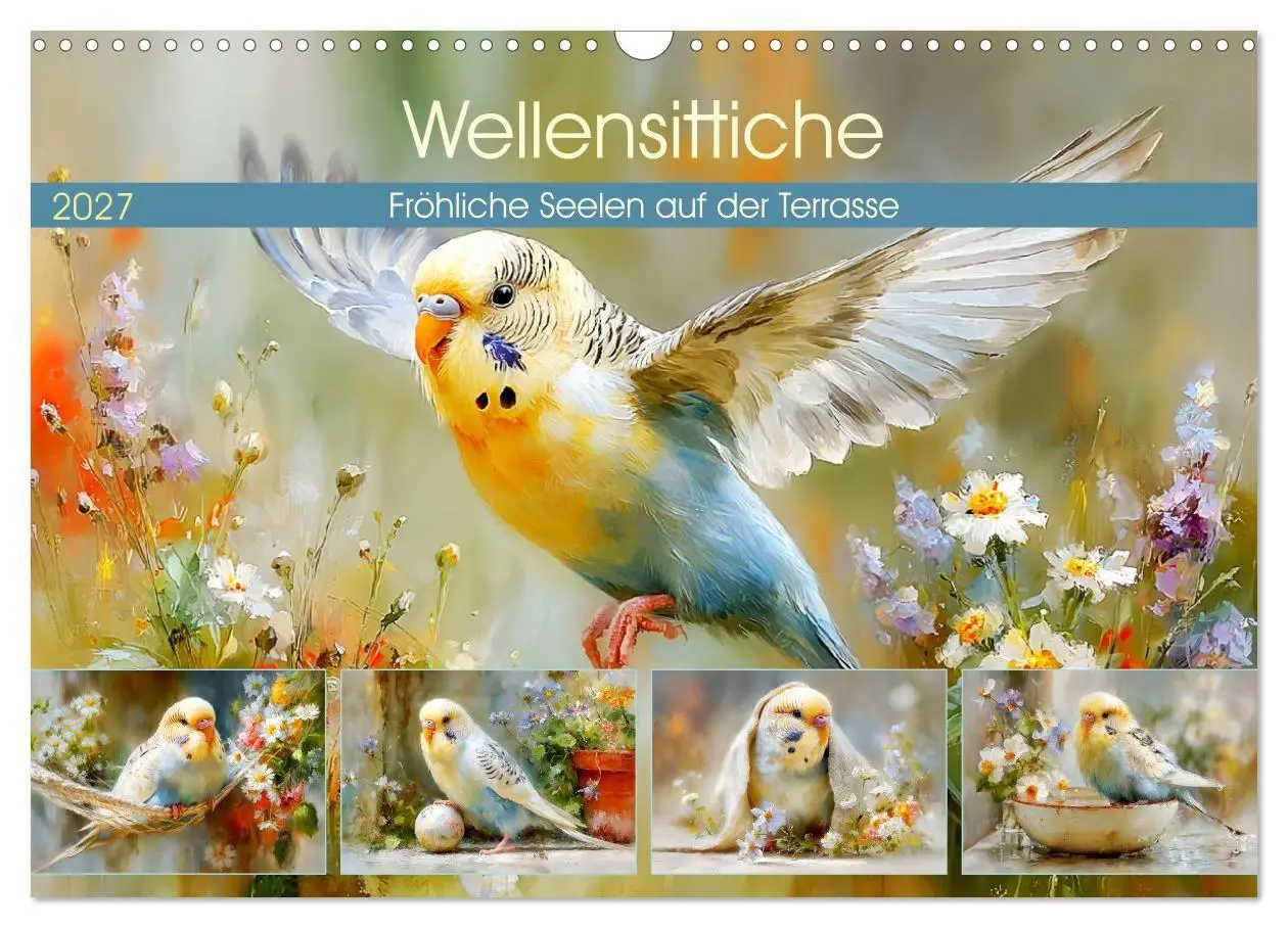 Cover: 9783516808117 | Wellensittiche. Fröhliche Seelen auf der Terrasse (Wandkalender...