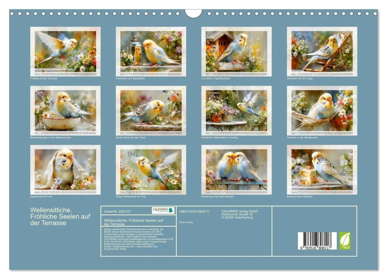 Bild: 9783516808117 | Wellensittiche. Fröhliche Seelen auf der Terrasse (Wandkalender...