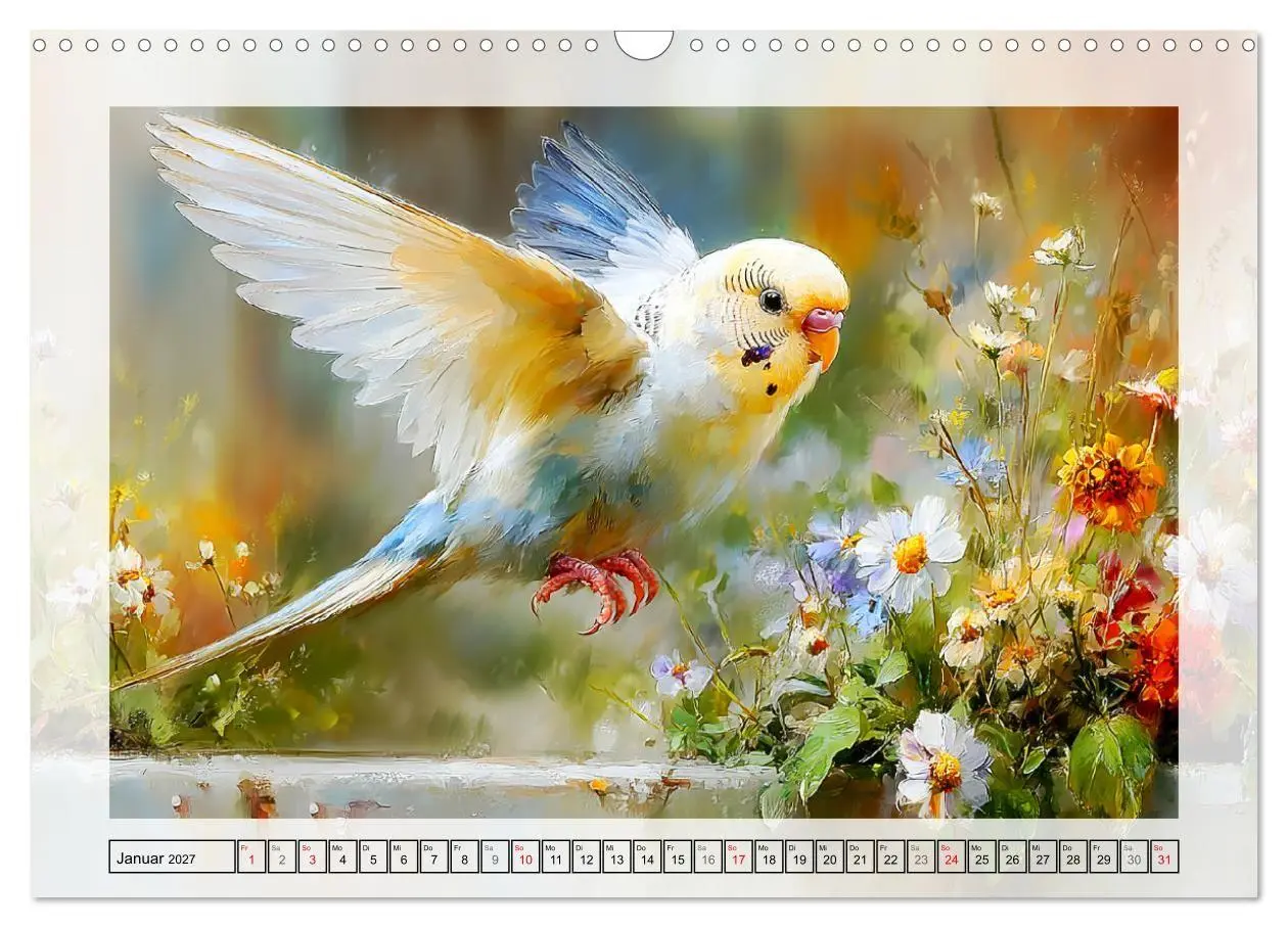 Bild: 9783516808117 | Wellensittiche. Fröhliche Seelen auf der Terrasse (Wandkalender...