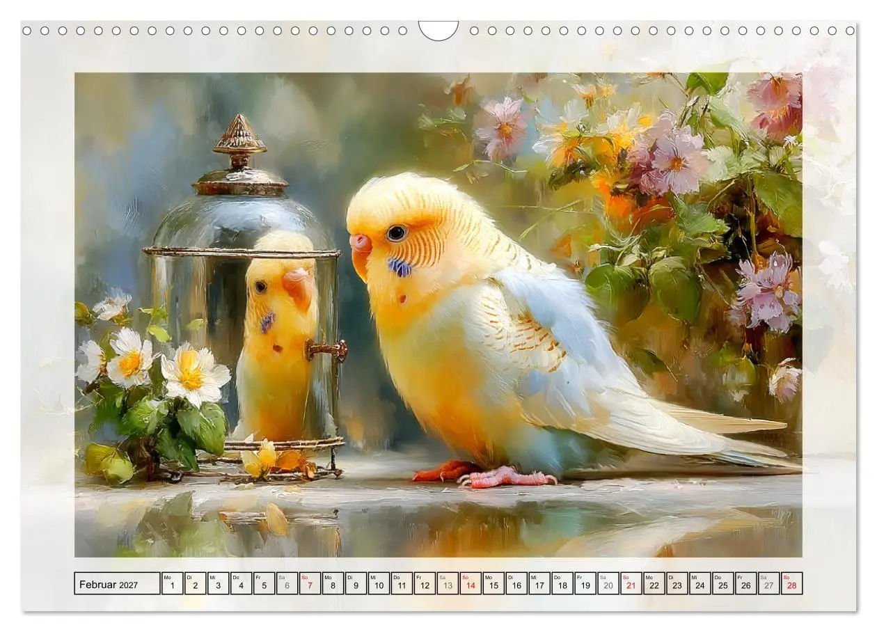 Bild: 9783516808117 | Wellensittiche. Fröhliche Seelen auf der Terrasse (Wandkalender...