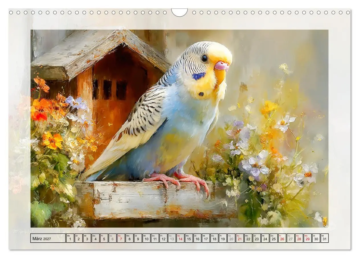 Bild: 9783516808117 | Wellensittiche. Fröhliche Seelen auf der Terrasse (Wandkalender...