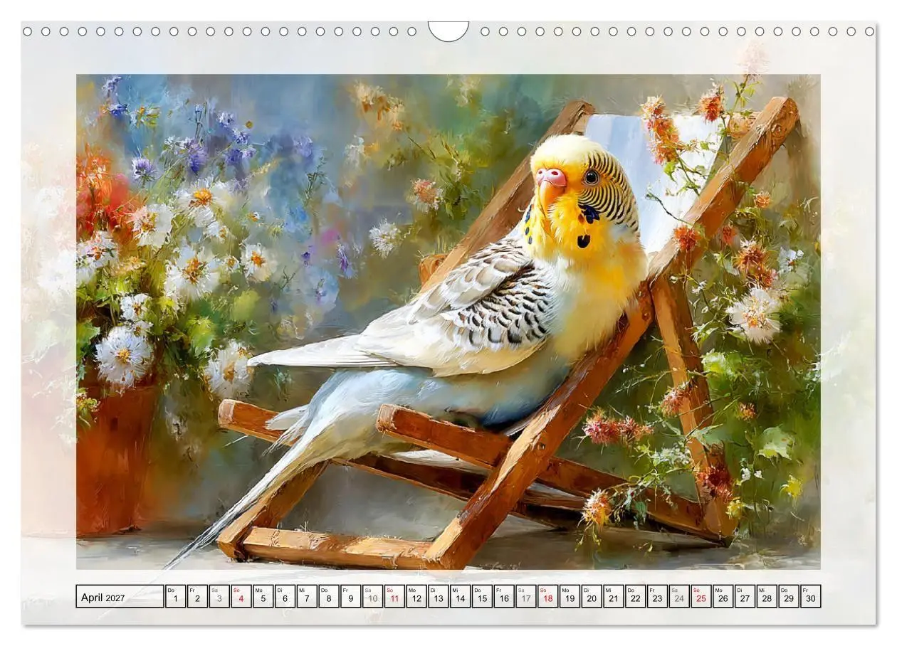 Bild: 9783516808117 | Wellensittiche. Fröhliche Seelen auf der Terrasse (Wandkalender...
