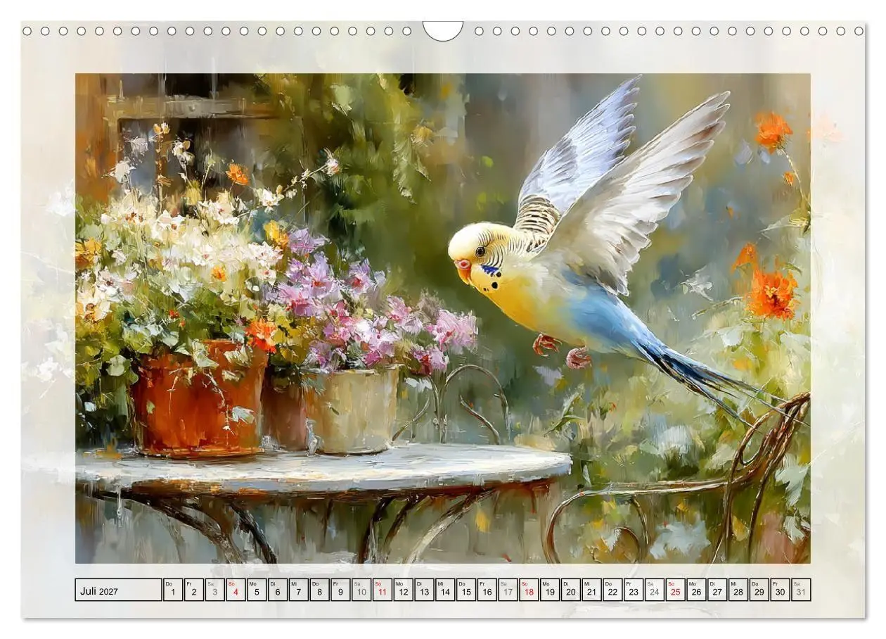 Bild: 9783516808117 | Wellensittiche. Fröhliche Seelen auf der Terrasse (Wandkalender...