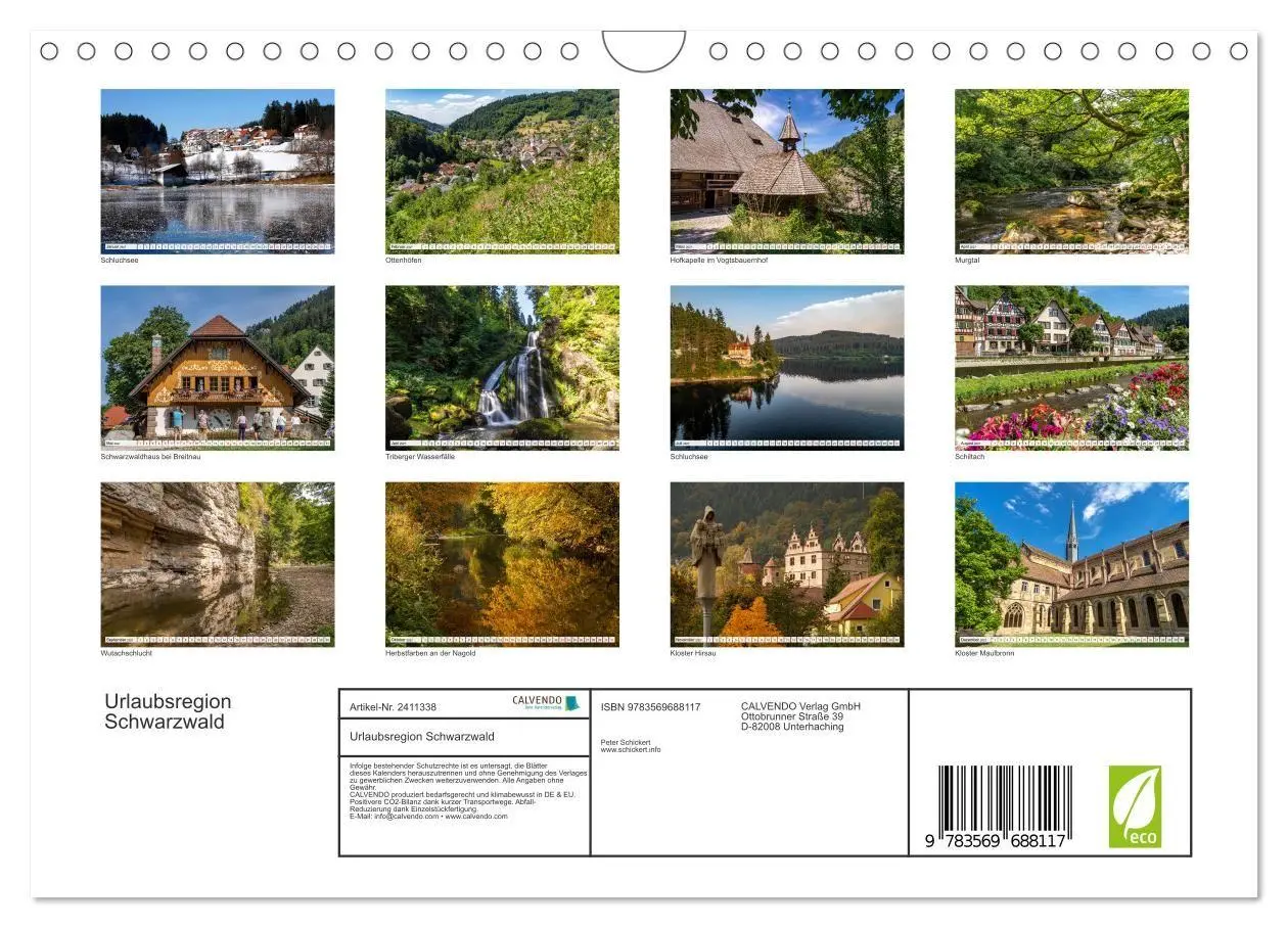 Bild: 9783569688117 | Urlaubsregion Schwarzwald (Wandkalender 2027 DIN A4 quer), CALVENDO...