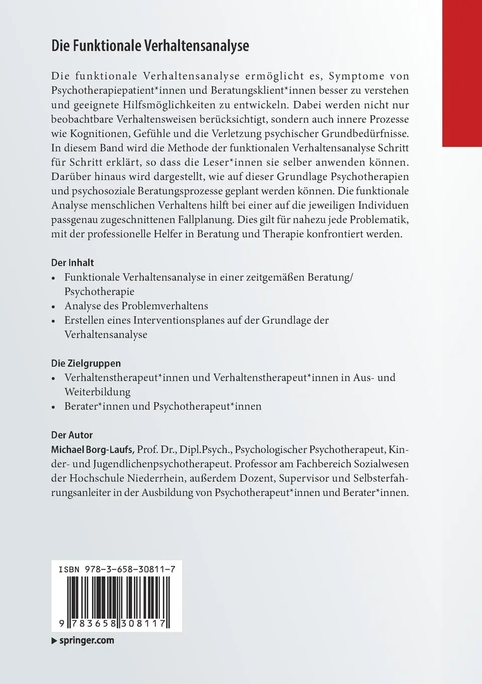 Rückseite: 9783658308117 | Die Funktionale Verhaltensanalyse | Michael Borg-Laufs | Taschenbuch