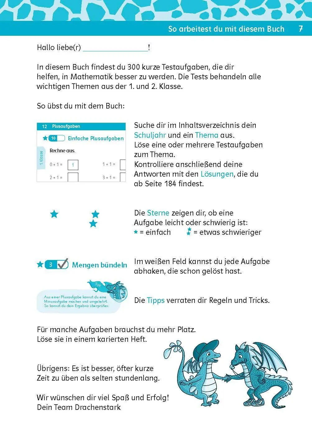 Bild: 9783129498217 | Team Drachenstark: Kurztests Mathe 1./2. Klasse | Mit 300 Tests | Buch