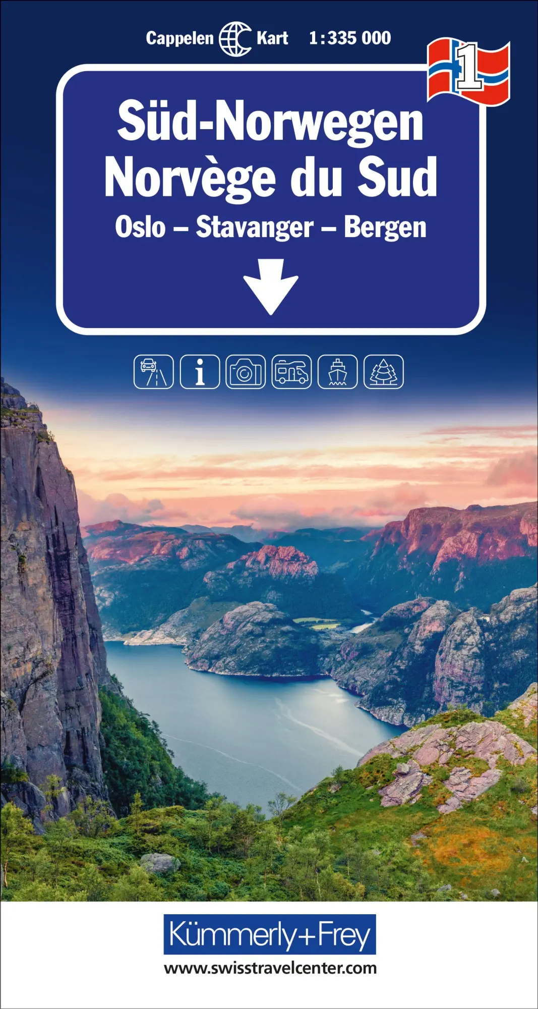 Cover: 9783259018217 | Kümmerly+Frey Regional-Strassenkarte 1 Süd-Norwegen 1:335.000 | AG