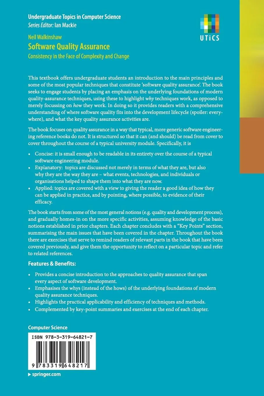 Rückseite: 9783319648217 | Software Quality Assurance | Neil Walkinshaw | Taschenbuch | xi | 2017
