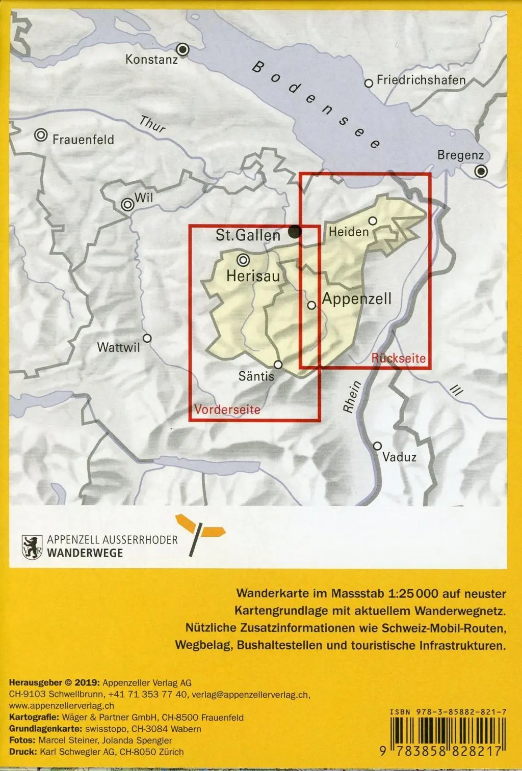 Bild: 9783858828217 | Wanderkarte Appenzellerland 1:25000 | Vaw | (Land-)Karte | 1 S. | 2019