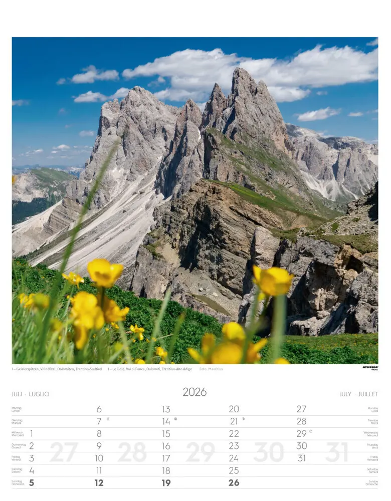 Bild: 9788868398217 | Alpen Kalender 2026 | Alpi - Alps | Athesia-Tappeiner Verlag | 14 S.
