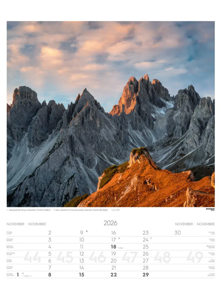 Bild: 9788868398217 | Alpen Kalender 2026 | Alpi - Alps | Athesia-Tappeiner Verlag | 14 S.