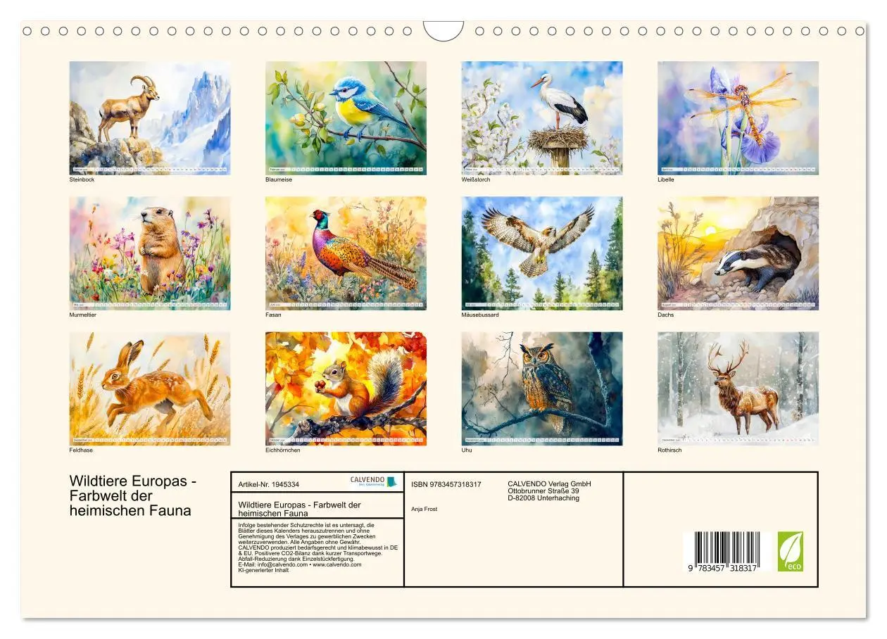Bild: 9783457318317 | Wildtiere Europas - Farbwelt der heimischen Fauna (Wandkalender...
