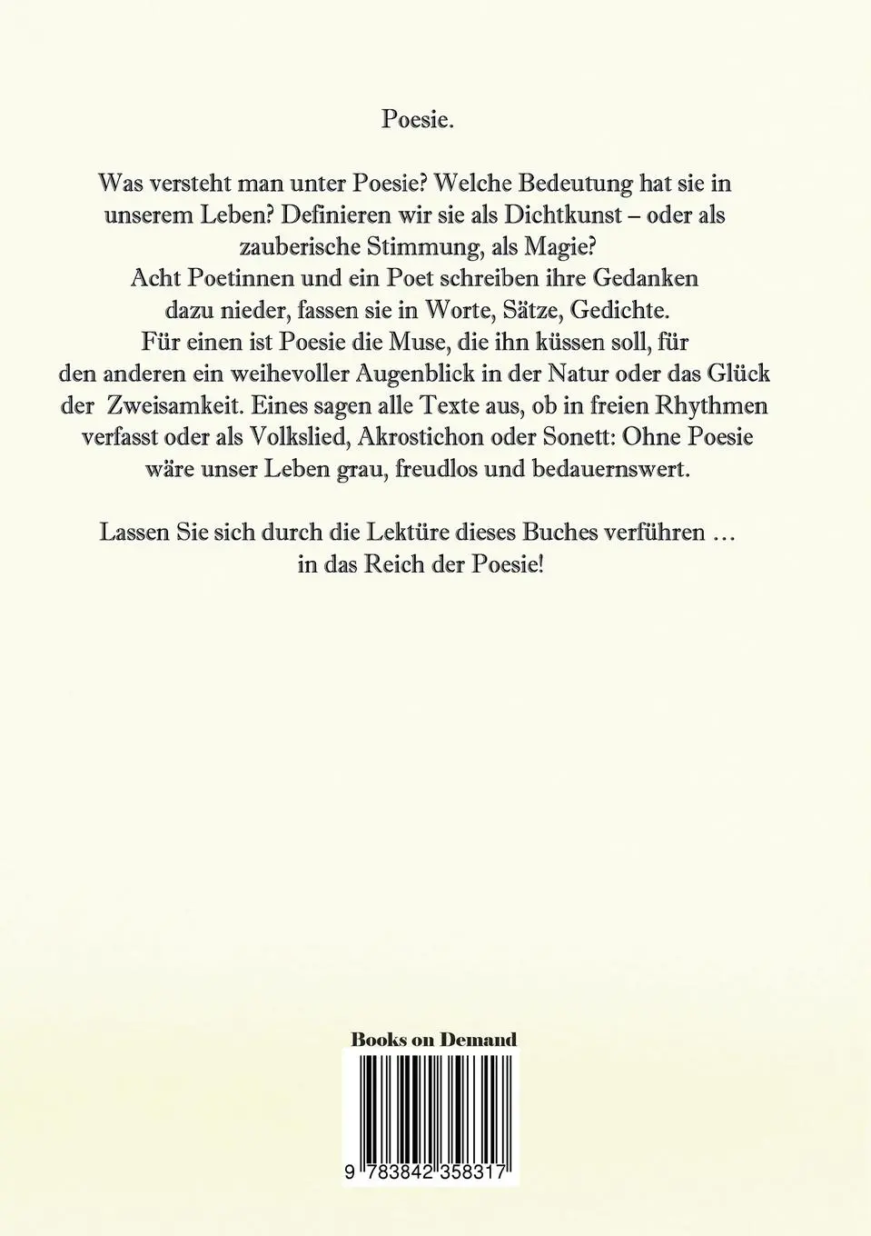 Rückseite: 9783842358317 | Zeit für Poesie | Anthologie | Rita Keller | Taschenbuch | 120 S.