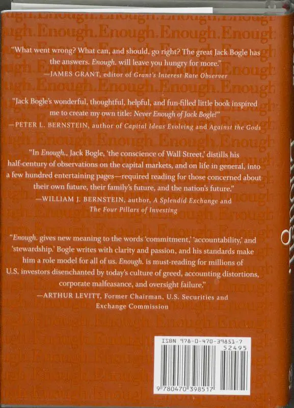 Rückseite: 9780470398517 | Enough. | True Measures of Money, Business, and Life | John C Bogle