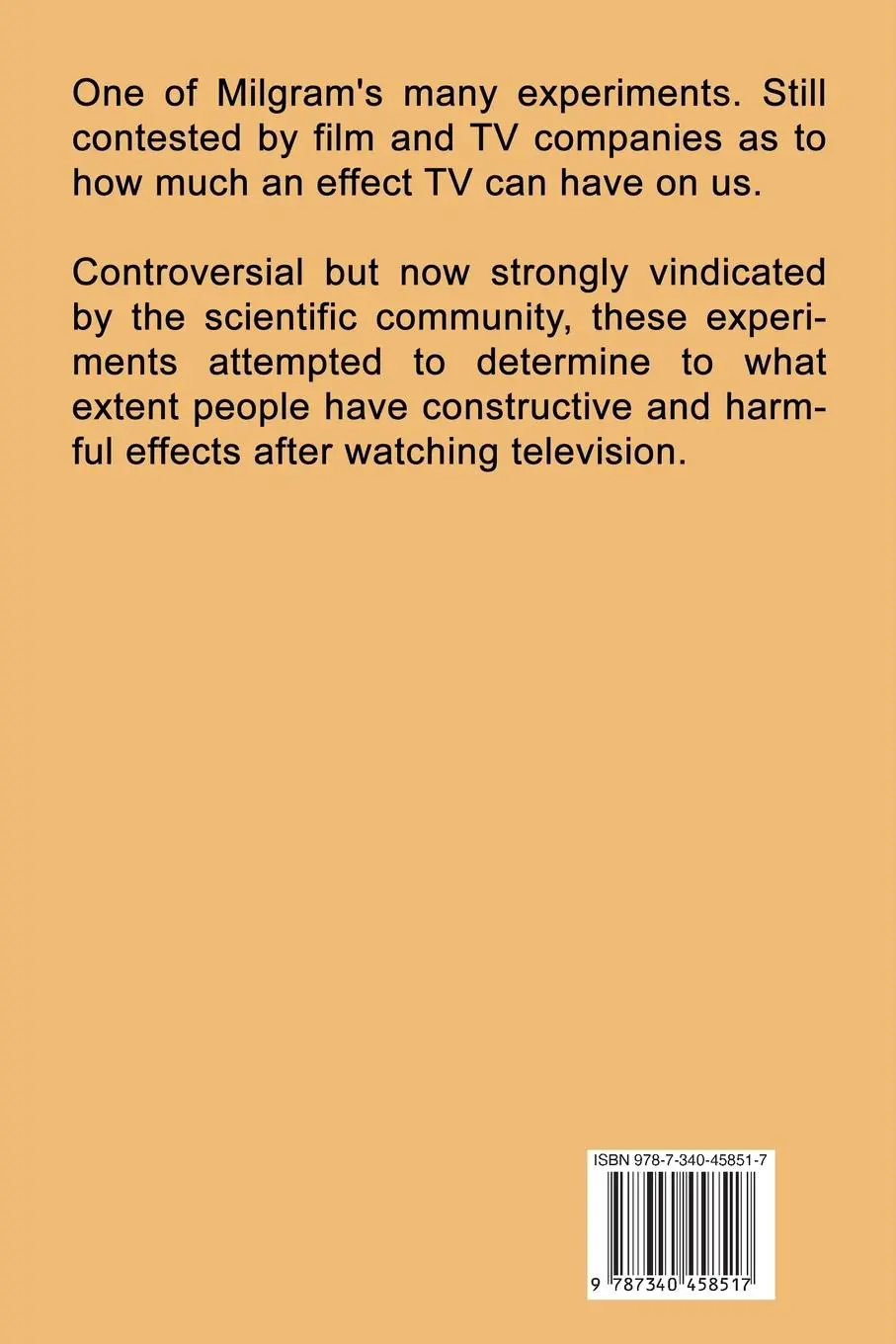 Rückseite: 9787340458517 | Television and Antisocial Behavior | Field Experiments | Milgram