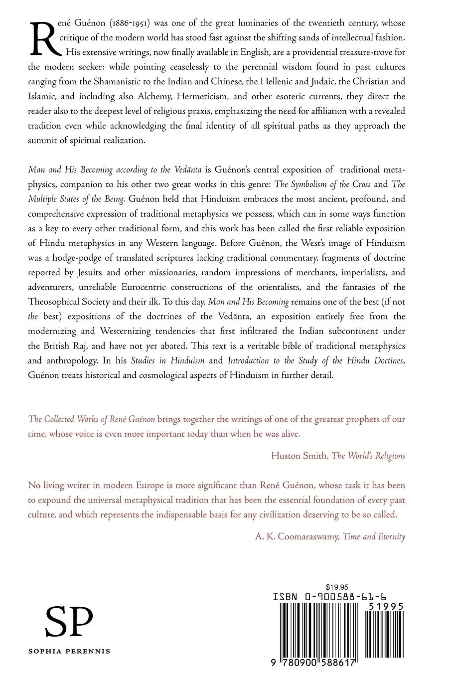 Rückseite: 9780900588617 | Man and His Becoming According to the Vedanta | Rene Guenon | Buch