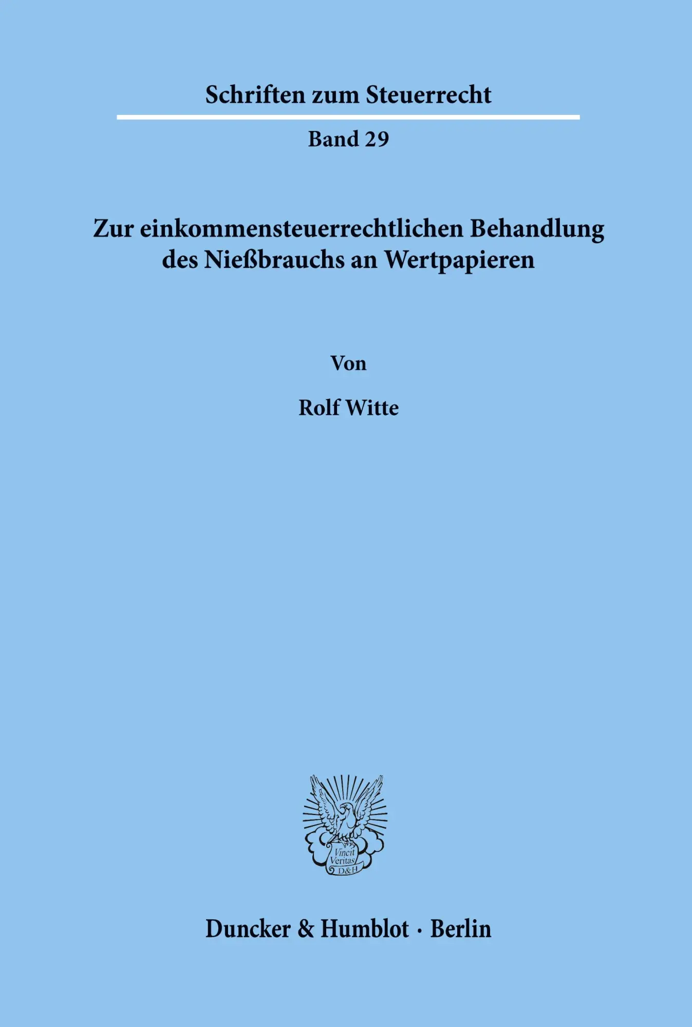 Cover: 9783428058617 | Zur einkommensteuerrechtlichen Behandlung des Nießbrauchs an...