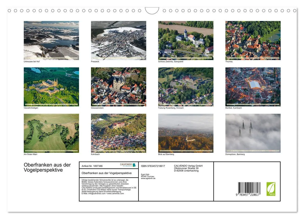 Bild: 9783457218617 | Oberfranken aus der Vogelperspektive (Wandkalender 2025 DIN A3...