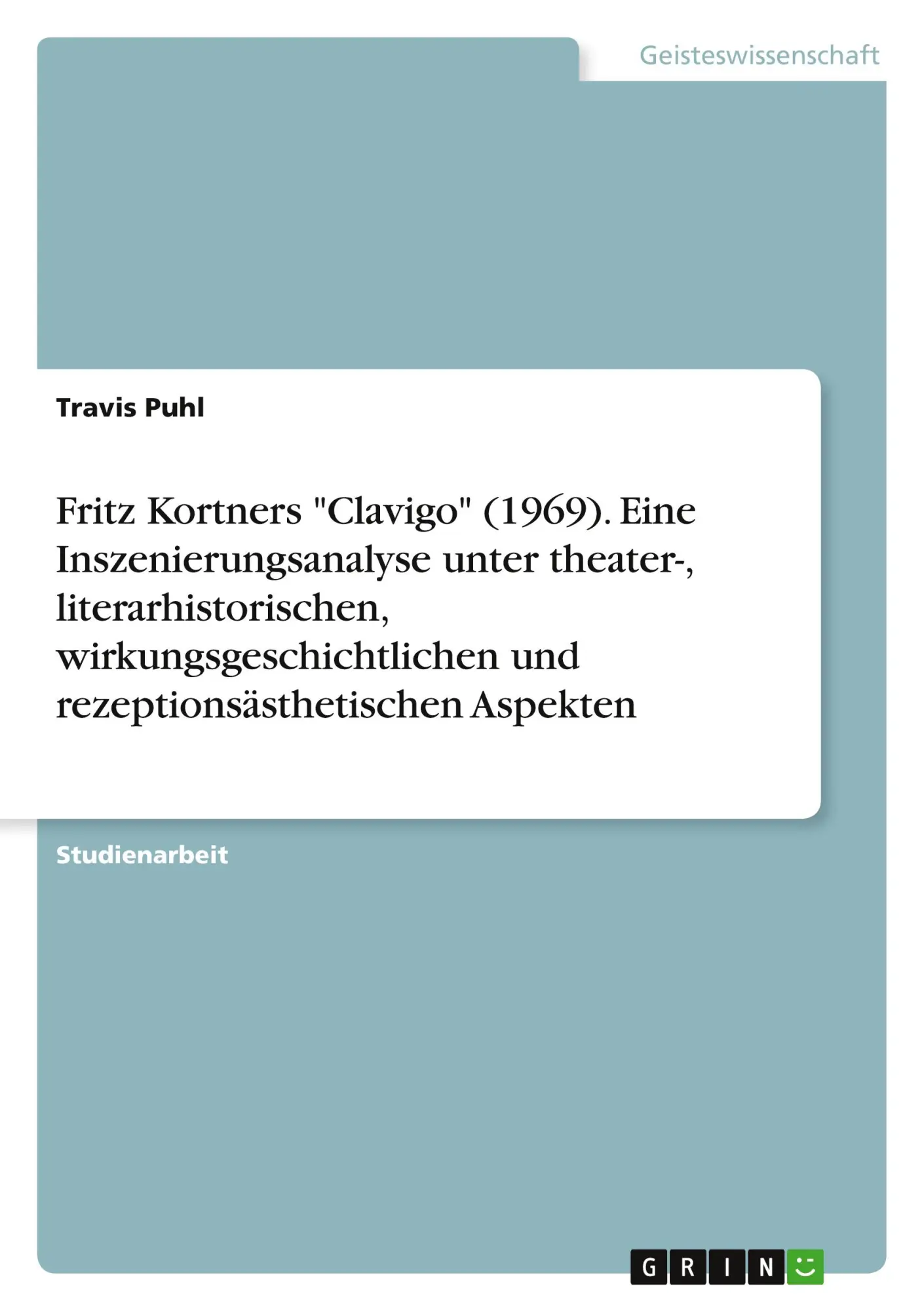 Cover: 9783389068717 | Fritz Kortners "Clavigo" (1969). Eine Inszenierungsanalyse unter...
