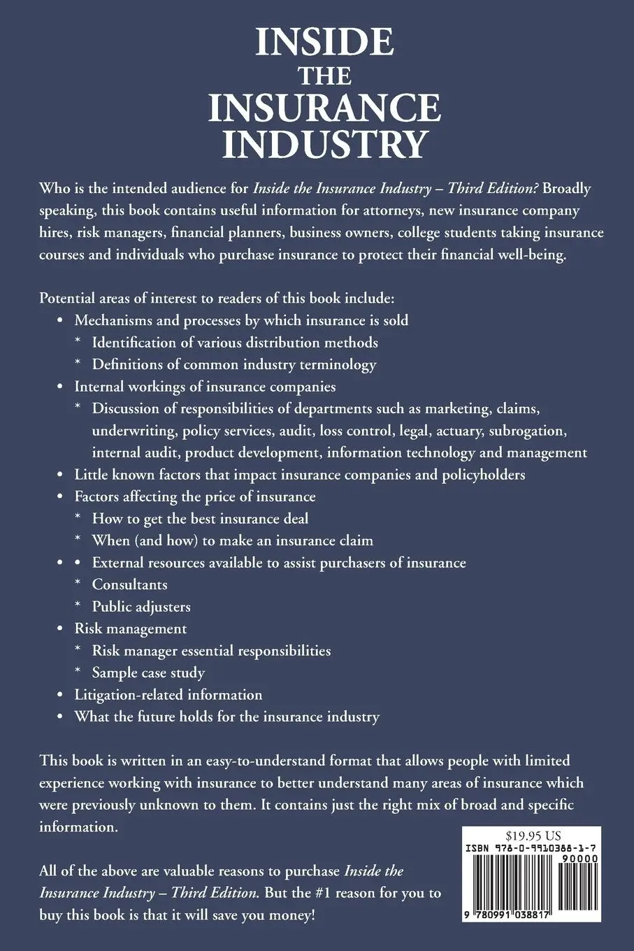 Rückseite: 9780991038817 | Inside the Insurance Industry - Third Edition | Kevin L. Glaser | Buch