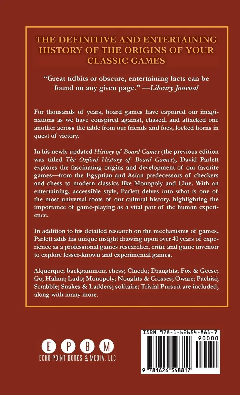 Rückseite: 9781626548817 | Oxford History of Board Games | David Parlett | Buch | Englisch | 2018