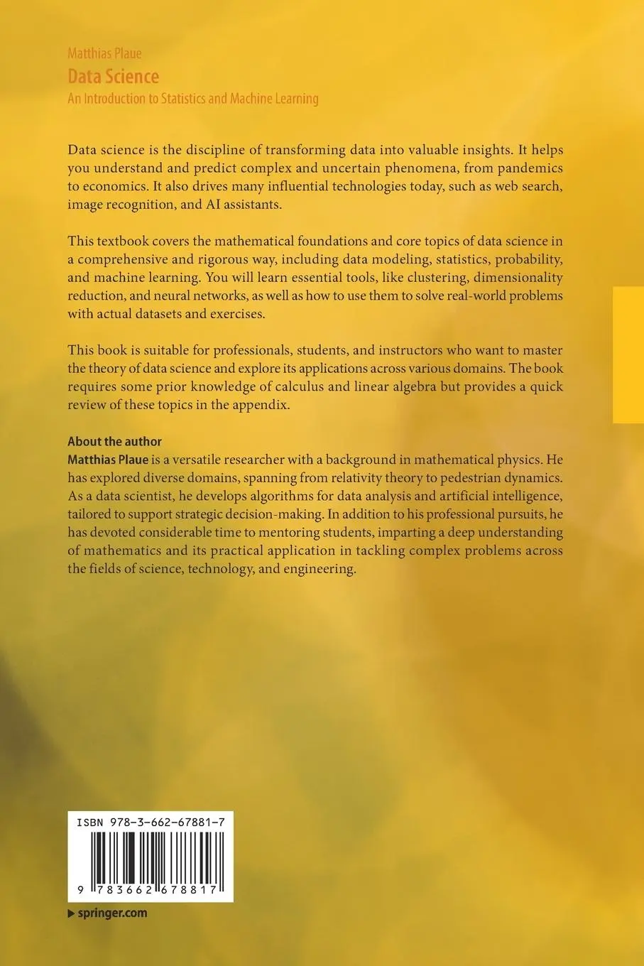Rückseite: 9783662678817 | Data Science | An Introduction to Statistics and Machine Learning
