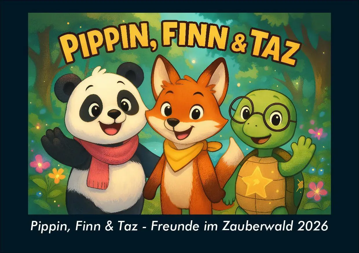 Cover: 9783695418817 | Pippin, Finn &amp; Taz - Freunde im Zauberwald 2026 Fotokalender DIN A5