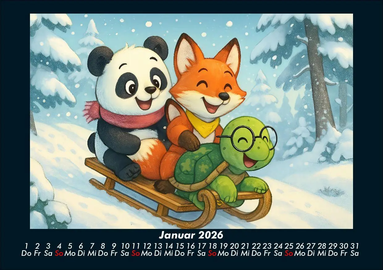 Bild: 9783695418817 | Pippin, Finn &amp; Taz - Freunde im Zauberwald 2026 Fotokalender DIN A5