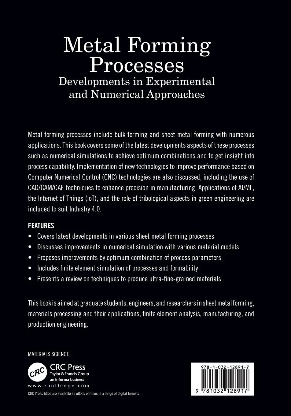 Rückseite: 9781032128917 | Metal Forming Processes | Kakandikar Ganesh Marotrao (u. a.) | Buch