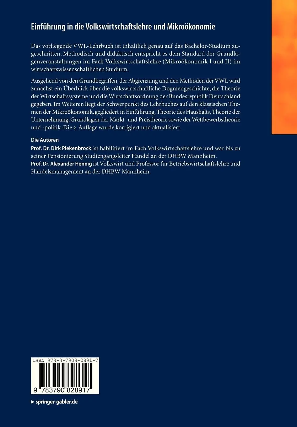Rückseite: 9783790828917 | Einführung in die Volkswirtschaftslehre und Mikroökonomie | Buch | xv