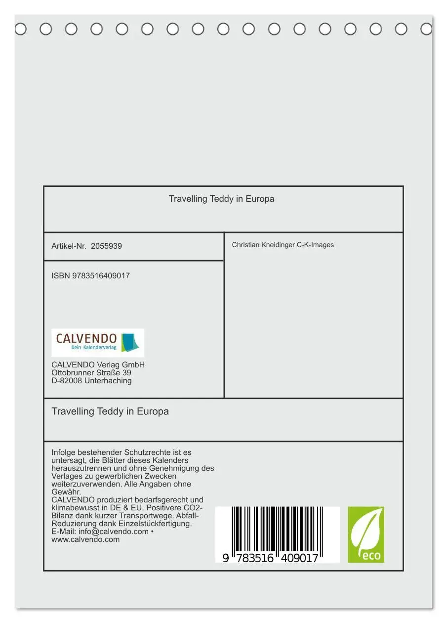 Bild: 9783516409017 | Travelling Teddy in Europa (Tischkalender 2026 DIN A5 hoch),...