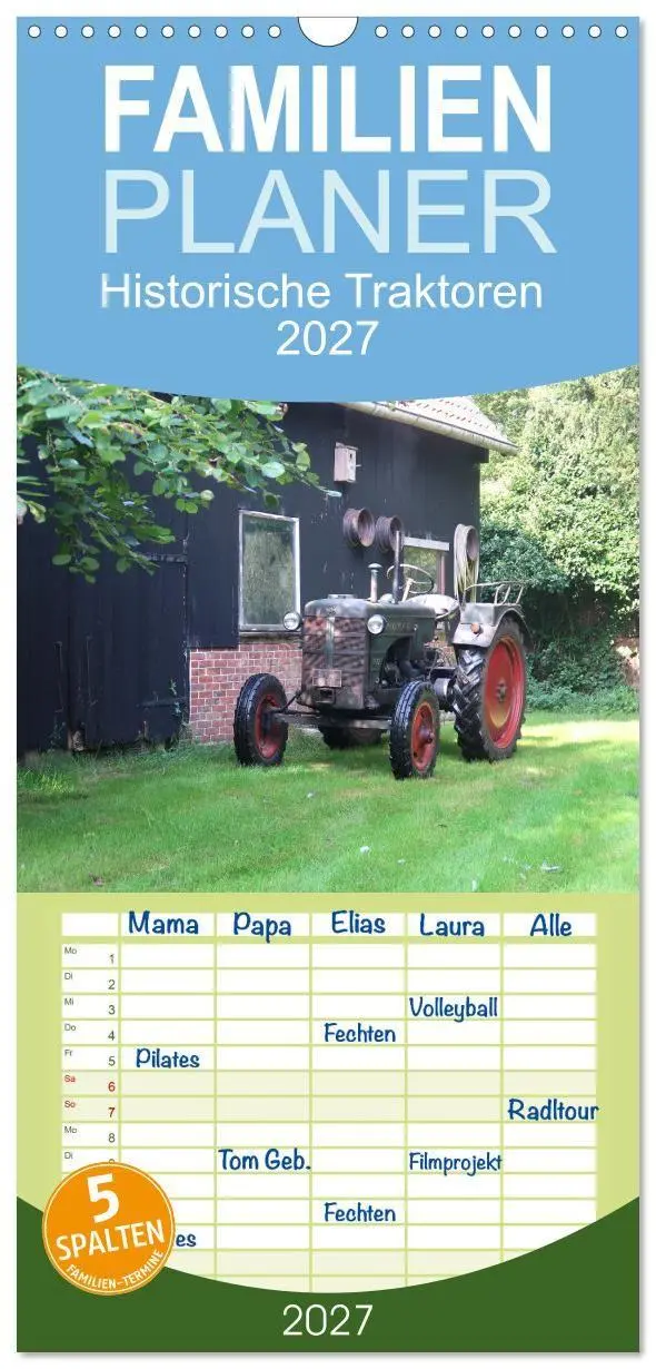 Cover: 9783594319017 | Familienplaner 2027 - Historische Traktoren 2027 mit 5 Spalten...